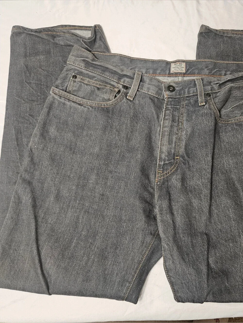 J.crew Mens Vintage Slim Hand Crafted Gray Straight Vintage Style Jeans 34×30!